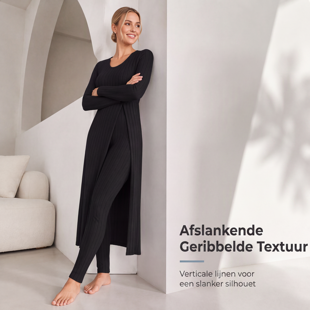 🔥Casual zachte geribbelde gebreide tweedelige set voor dames