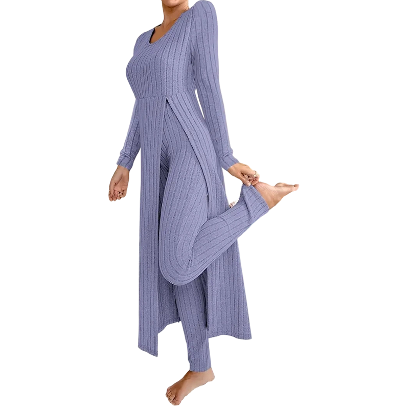 🔥Casual zachte geribbelde gebreide tweedelige set voor dames