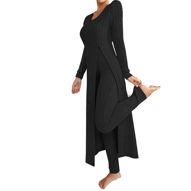 🔥Casual zachte geribbelde gebreide tweedelige set voor dames