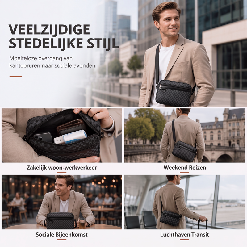 🔥 Tijdelijke Aanbieding ✨ Heren Vierkante Crossbodytas van PU-Leer 👜 Stijlvol Design, Praktische Opbergruimte & Comfortabel Draaggemak