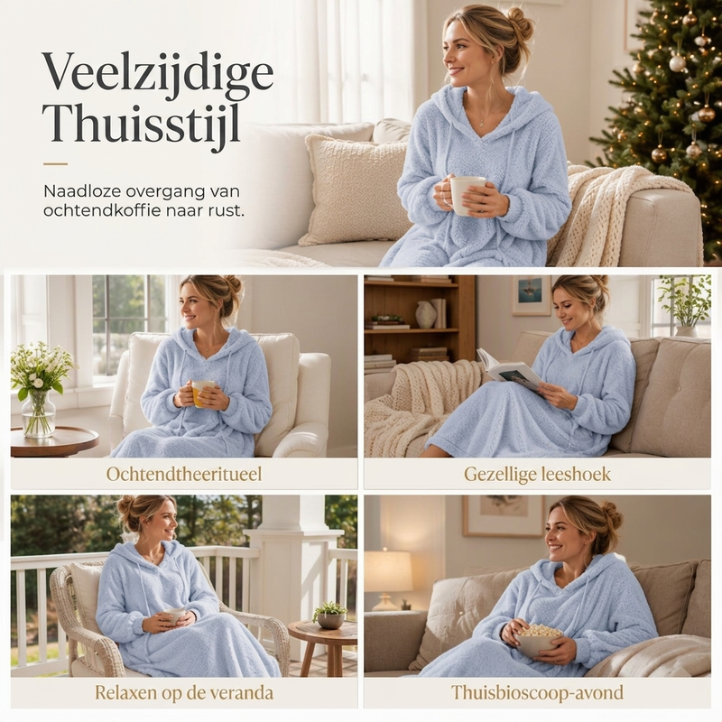 🔥Gratis verzending✈️Casuele pluche loungejurk met capuchon voor dames