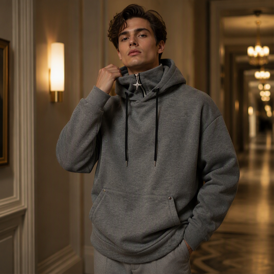 😍✨Heren casual hoodie met hoge kraag en losse pasvorm