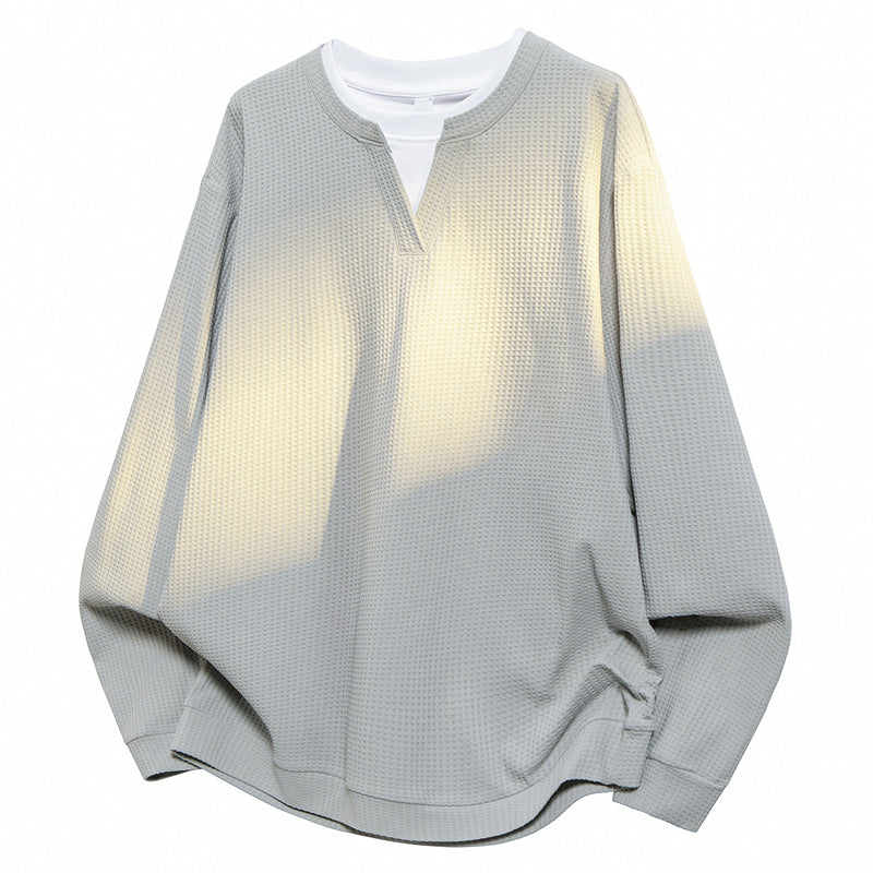 ✨😍Wafelstof heren longsleeve met fake tweedelig design