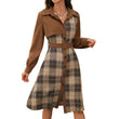 😍Dames retro geruite overhemdjurk met knopen