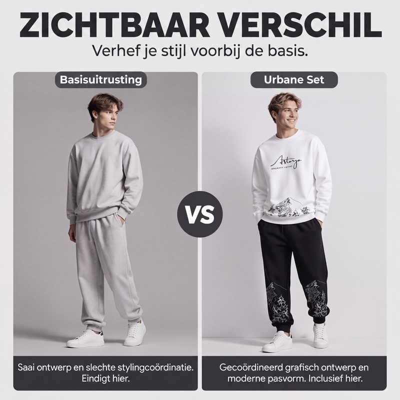 Modieuze bedrukte sweatshirt- en joggingbroekset voor heren