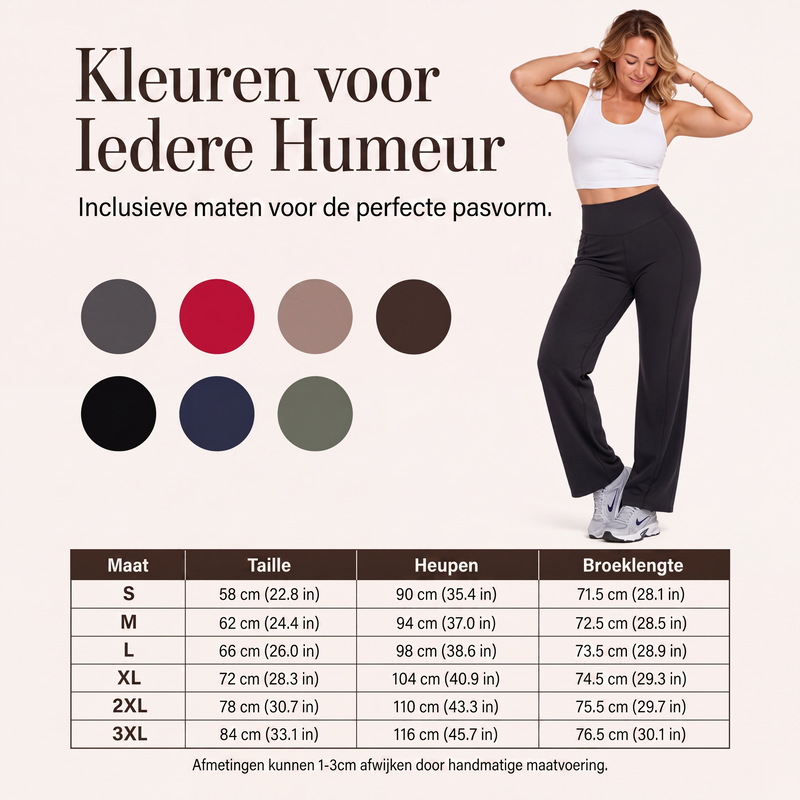🌿 Comfort Keuze ✨ Dames Hoge Taille Wijde Pijpen Yogabroek 👖 Flexibele Pasvorm, Zachte Comfort & Elegante Sportieve Look