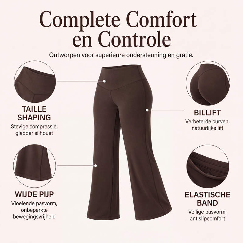 🌿 Comfort Keuze ✨ Dames Hoge Taille Wijde Pijpen Yogabroek 👖 Flexibele Pasvorm, Zachte Comfort & Elegante Sportieve Look