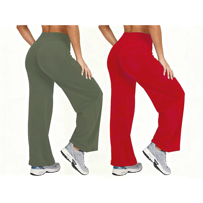 🌿 Comfort Keuze ✨ Dames Hoge Taille Wijde Pijpen Yogabroek 👖 Flexibele Pasvorm, Zachte Comfort & Elegante Sportieve Look