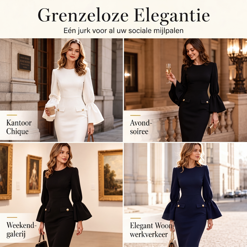 Elegant kokerjurk met ronde hals voor dames