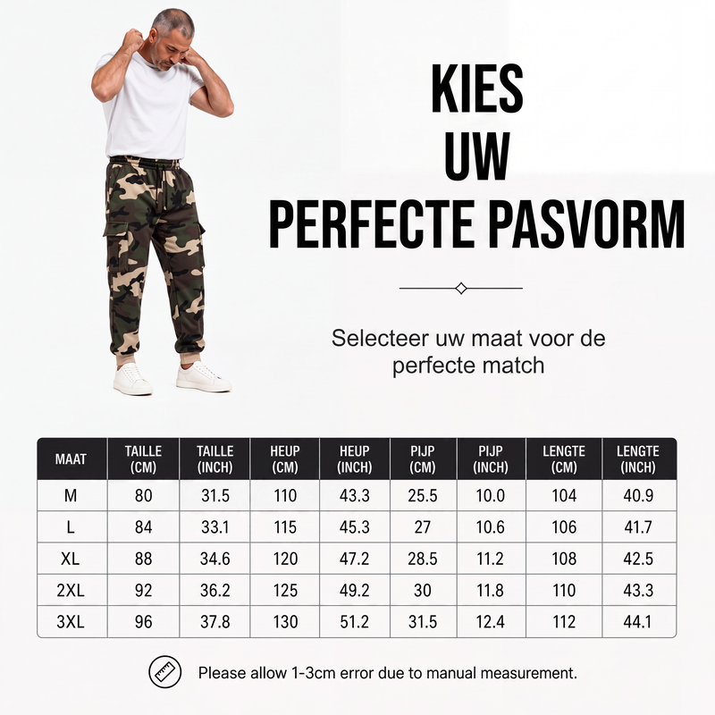 Camouflage jogging cargobroek met trekkoord voor heren