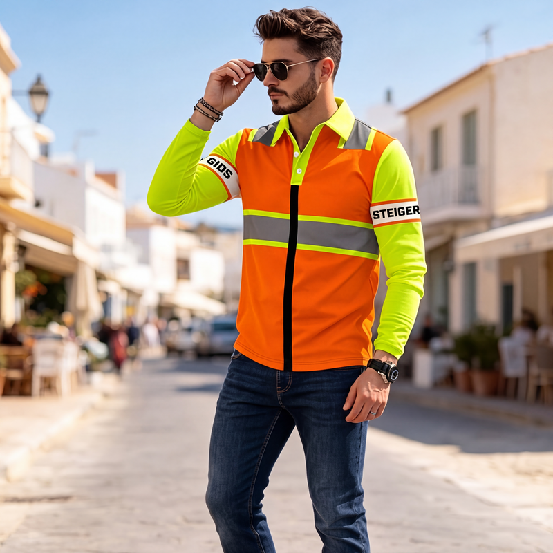 ✨👷Heren hoge zichtbaarheid shirt met lange mouwen🔥 Limited aanbieding