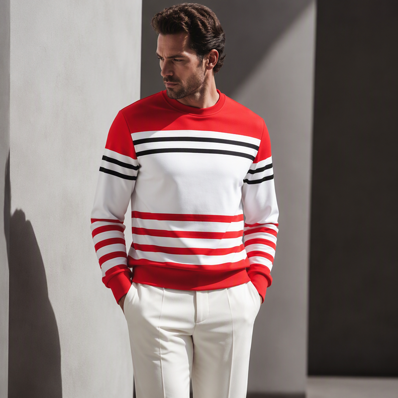 🔥Heren gestreept kleurenblok sweatshirt met lange mouwen