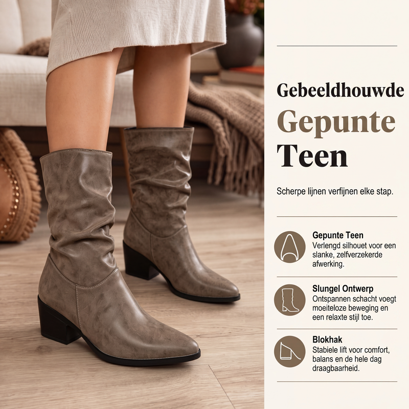 Laarzen met puntige neus en blokhak voor dames