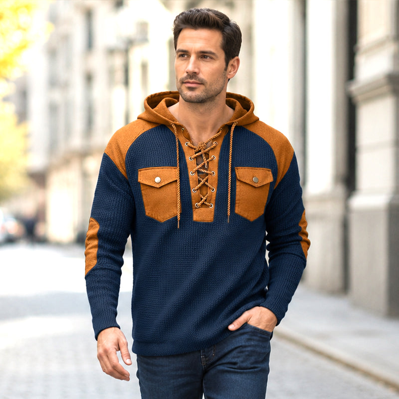 Heren casual wafelgebreide hoodie