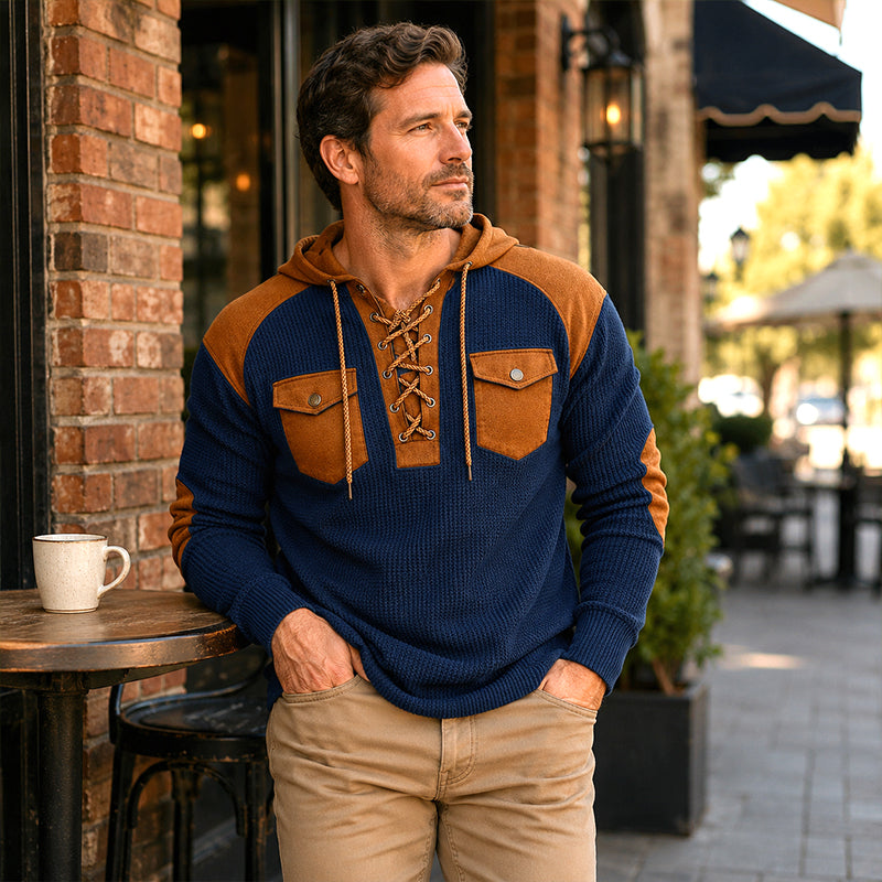 Heren casual wafelgebreide hoodie