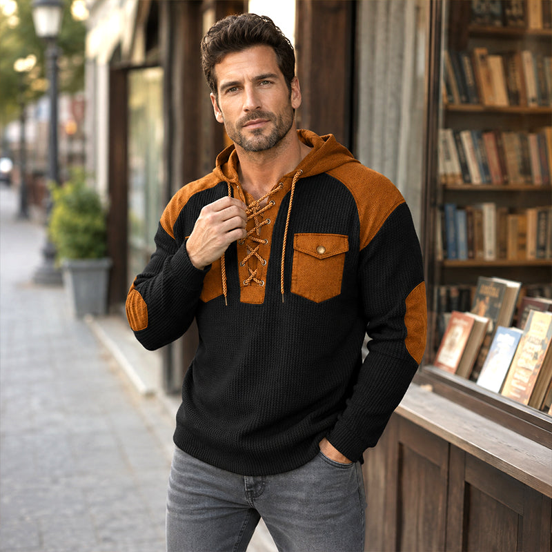 Heren casual wafelgebreide hoodie