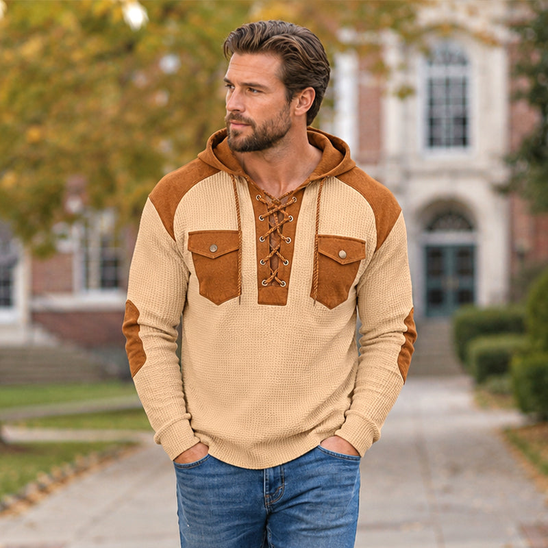 Heren casual wafelgebreide hoodie