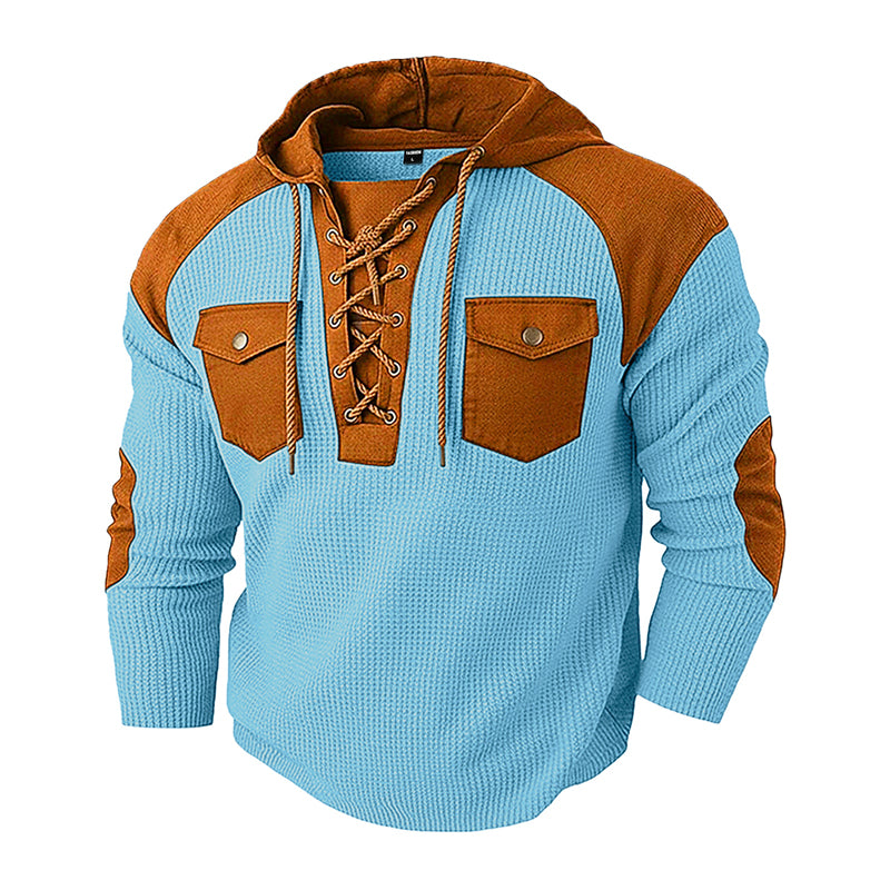 Heren casual wafelgebreide hoodie