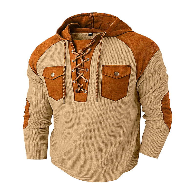 Heren casual wafelgebreide hoodie