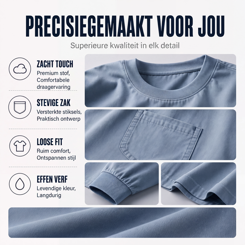 Heren losvallend T-shirt met lange mouwen