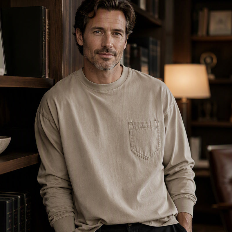 Heren losvallend T-shirt met lange mouwen