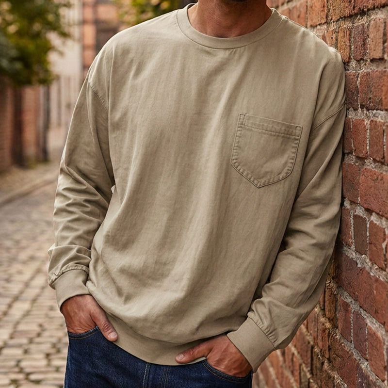 Heren losvallend T-shirt met lange mouwen