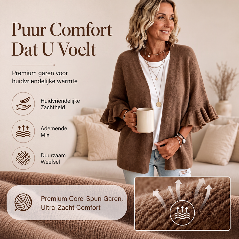 🔥Gratis verzending✈️Gebreid damesvest met geplooide mouwen