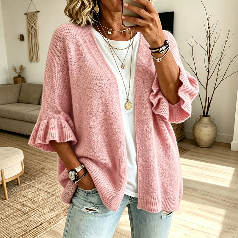 🔥Gratis verzending✈️Gebreid damesvest met geplooide mouwen