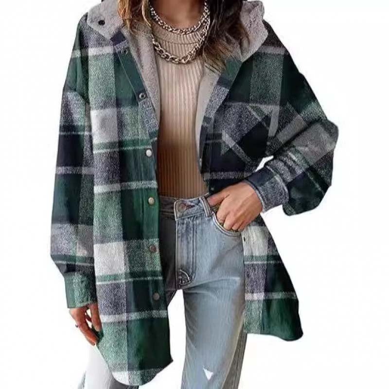 ❄️ Winter uitverkoop 50% korting🎉Women’s Classic Cozy Plaid Hooded Jacket