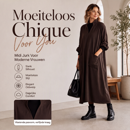 😍Losvallende draperende jurk met zakken voor dames