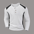 Heren kleurenblok wafelgebreid Henley-shirt