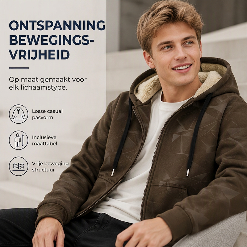 🔥Gratis verzending✈️Heren winter jack met capuchon, ritssluiting en fleece voering