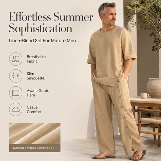 🔥Gratis verzending✈️Tweedelige set met casual overhemd en broek voor heren