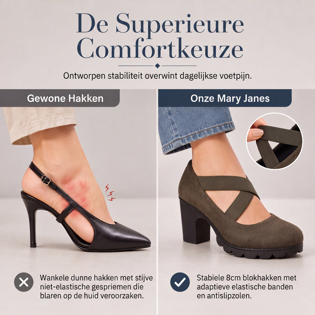 Dames schoenen met ronde neus, gekruiste bandjes en Mary Jane-stijl, blokhak, plateauhiel en uitsparingen