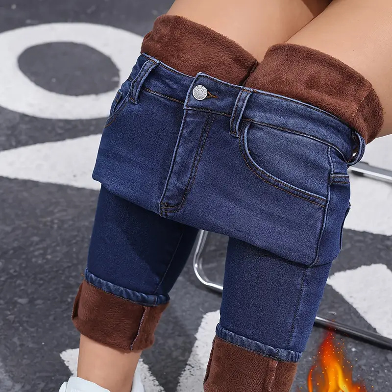 ❄️ 50% KORTING ✨ Dames High-Stretch Skinny Jeans met Pluche Voering 👖 Warme Binnenkant, Slanke Pasvorm & Comfortabele Winterlook