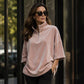 Fluwelen damesblouse met 3/4 mouwen en halve ritssluiting
