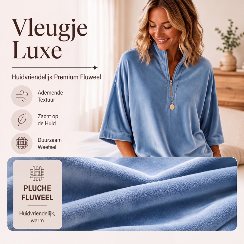 Fluwelen damesblouse met 3/4 mouwen en halve ritssluiting