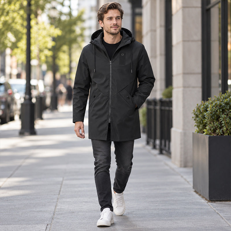 🧥 Heren Windjack met Capuchon – Halflange Trenchcoatstijl Jas met Comfortabele Pasvorm & Moderne Casual Look ✨