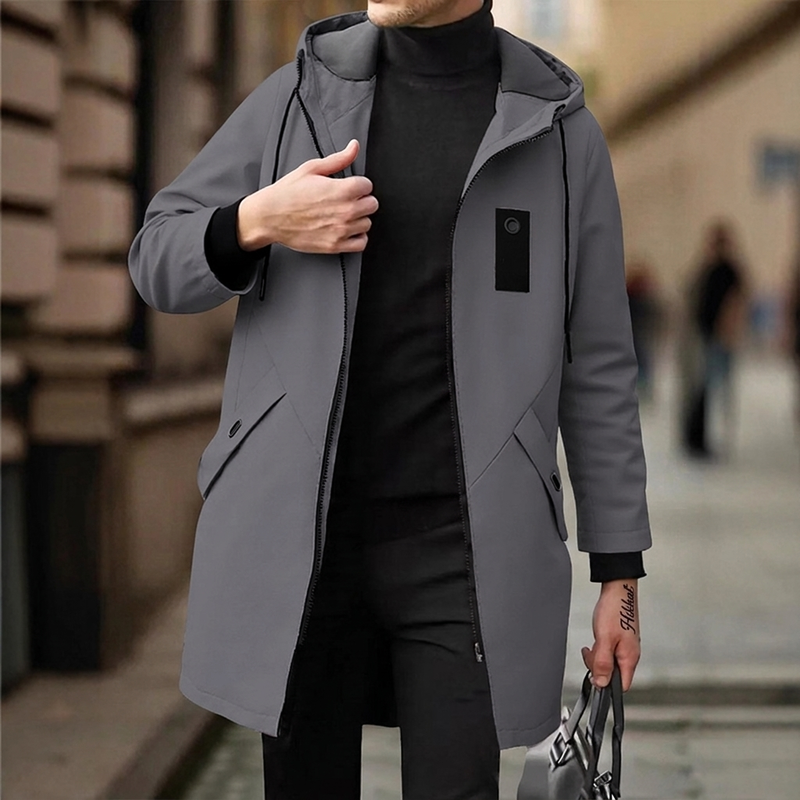 🧥 Heren Windjack met Capuchon – Halflange Trenchcoatstijl Jas met Comfortabele Pasvorm & Moderne Casual Look ✨