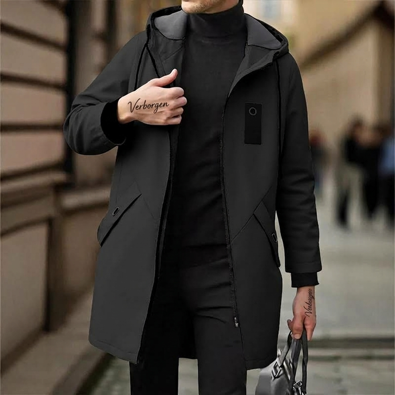 🧥 Heren Windjack met Capuchon – Halflange Trenchcoatstijl Jas met Comfortabele Pasvorm & Moderne Casual Look ✨