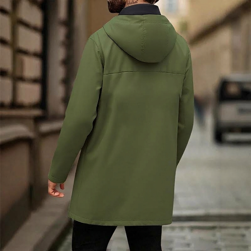 🧥 Heren Windjack met Capuchon – Halflange Trenchcoatstijl Jas met Comfortabele Pasvorm & Moderne Casual Look ✨