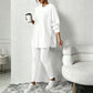 Geribbelde gebreide hoodie en broek set voor dames