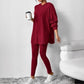 Geribbelde gebreide hoodie en broek set voor dames
