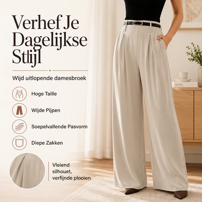 Dames hoge taille wijde pijpen broek