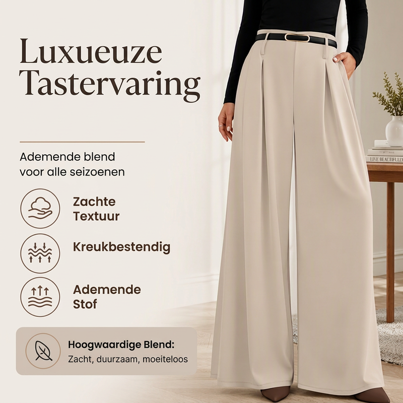 Dames hoge taille wijde pijpen broek