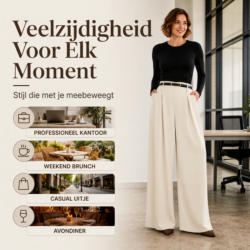 Dames hoge taille wijde pijpen broek