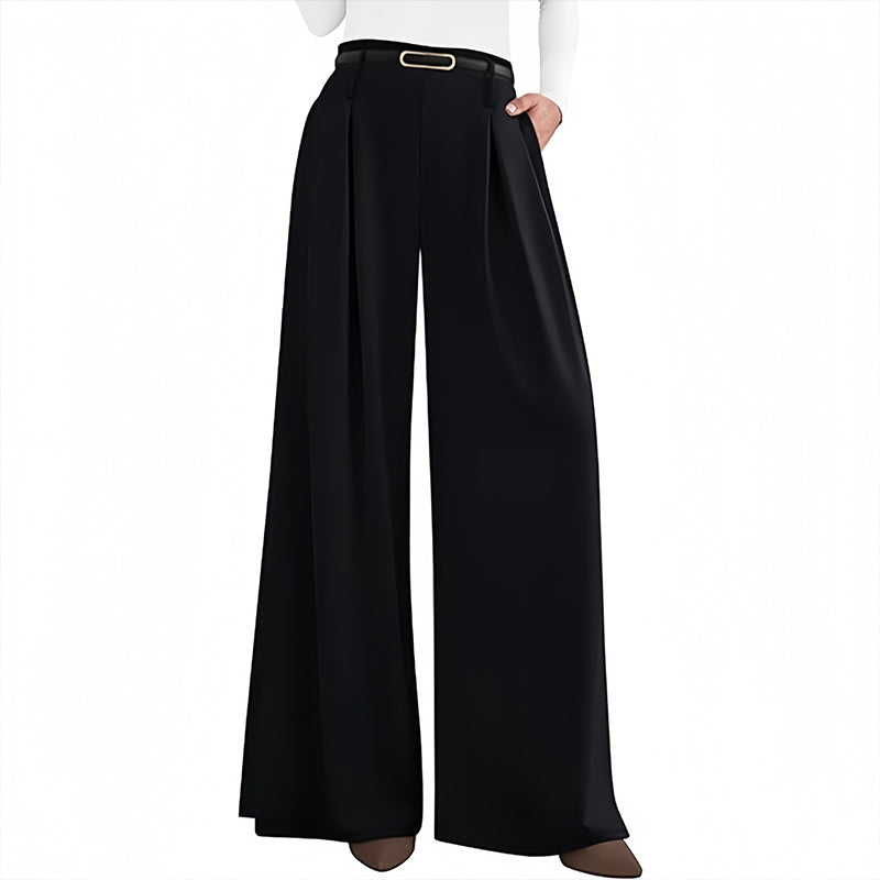 Dames hoge taille wijde pijpen broek