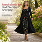 🔥Gratis verzending✈️🖤 Zwarte Dames Maxi-Jurk met Vierkante Hals – Lange Mouwen, Veter Korset Taille & Geborduurde Bloemen Mesh Details ✨