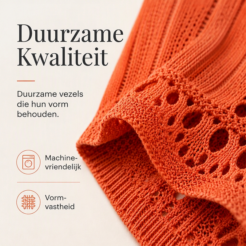 🧶 Dames Gebreide Trui met Gehaakte Opengewerkte Patronen – Elegante Casual Sweater met Zachte Pasvorm & Unieke Details ✨