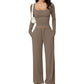 ✨ Dames 2-Delige Set met Vierkante Hals Top & Wijde Pijpen Broek – Elegante Casual Outfit met Comfortabele Pasvorm ✨